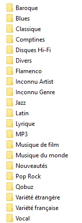 Liste des dossiers par genre